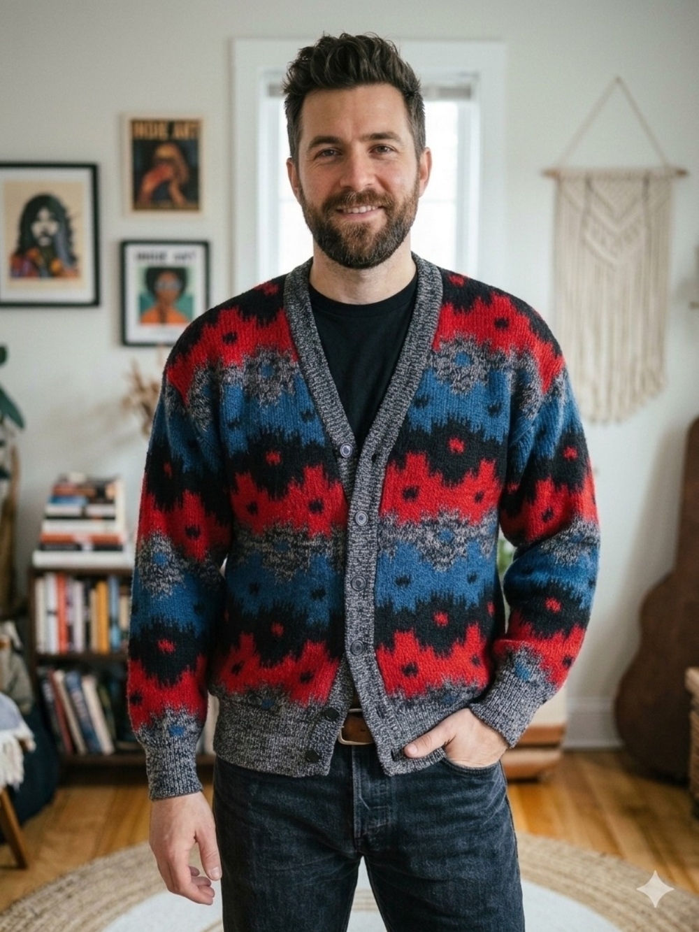 Reserved 100% Wool Vintage 90s Fair Isle Cardigan Grandpacore Outdoor Chic M